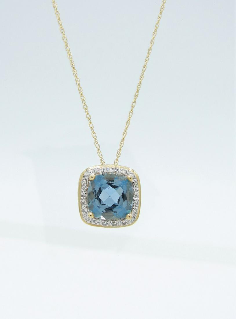 14K Blue Topaz and Diamond Pendant (1 of 4)