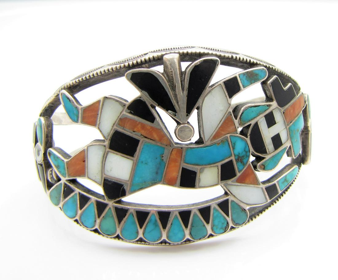 Vintage Zuni Figural Cuff Bracelet (1 of 5)