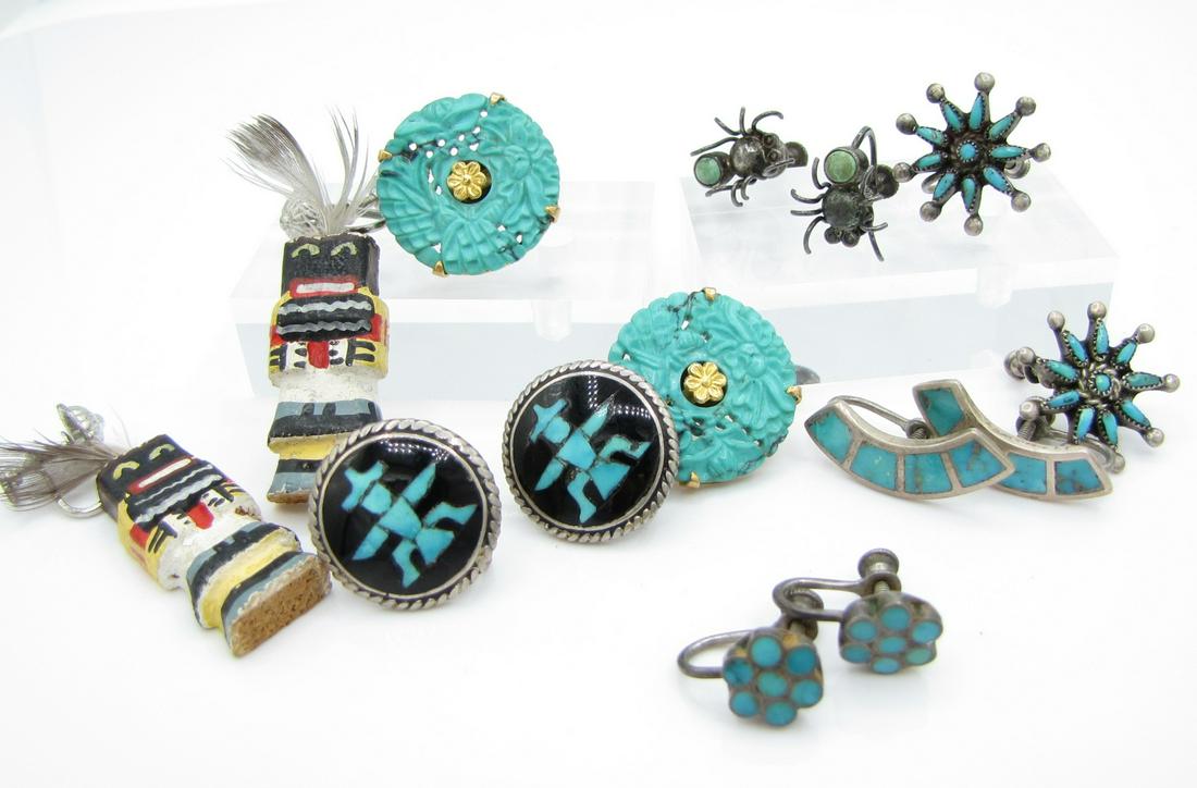 Lot of Vintage Southwest/Native American Earrings (1 of 12)