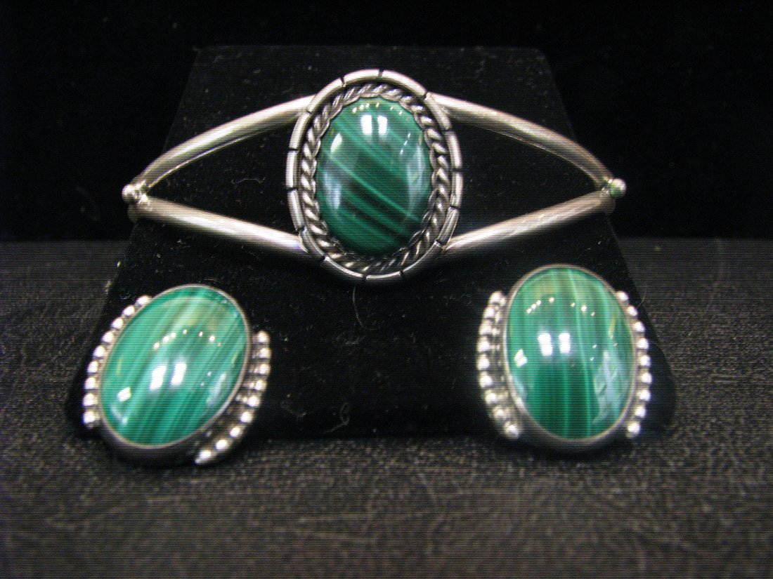 Signed Vintage Native American Bangle, Earrings (1 of 1)