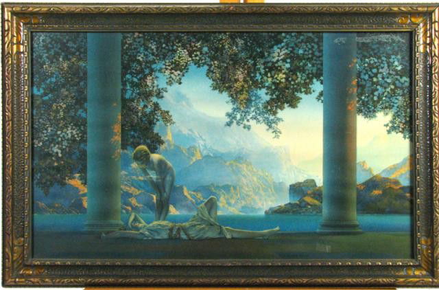 Maxfield Parrish 18x30 'Daybreak': Vintage Maxfield Parrish 18x30 'Daybreak' in original presentation