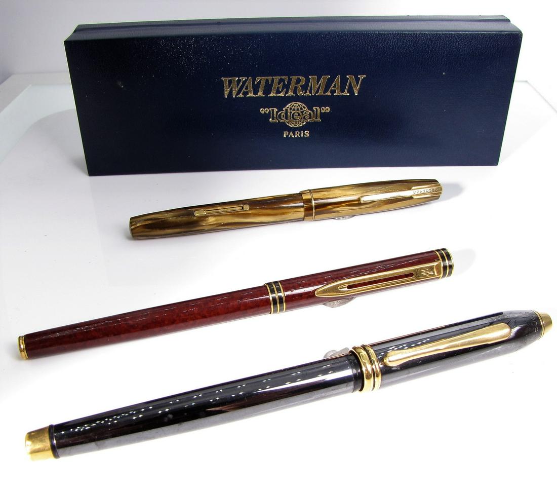 (3) Vintage Fountain Pens, Waterman, Waterman's, Cross, 14k, 18k (1 of 7)