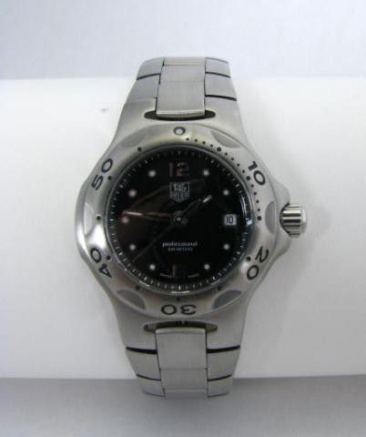 New Stainless Lady's Tag Heuer Watch: New Stainless steel lady's Tag Heuer brushed finish black dial watch, MSRP- $1,695