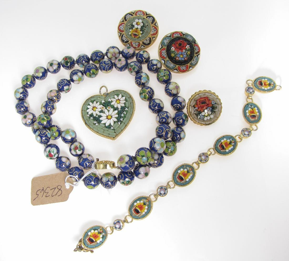 Italian Micro-Mosaic Jewelry, Cloisonne Necklace (1 of 12)