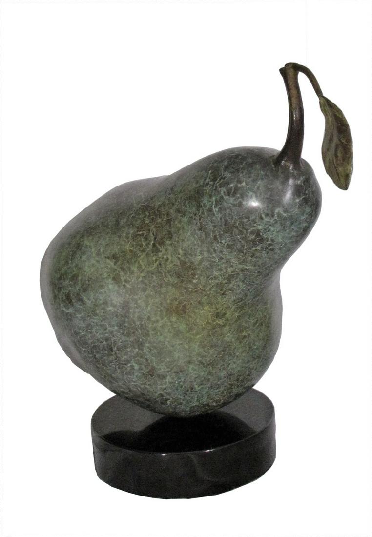 Montoya/Ortiz Bronze Sculpture "Fat Pear with Leaf (1 of 1)