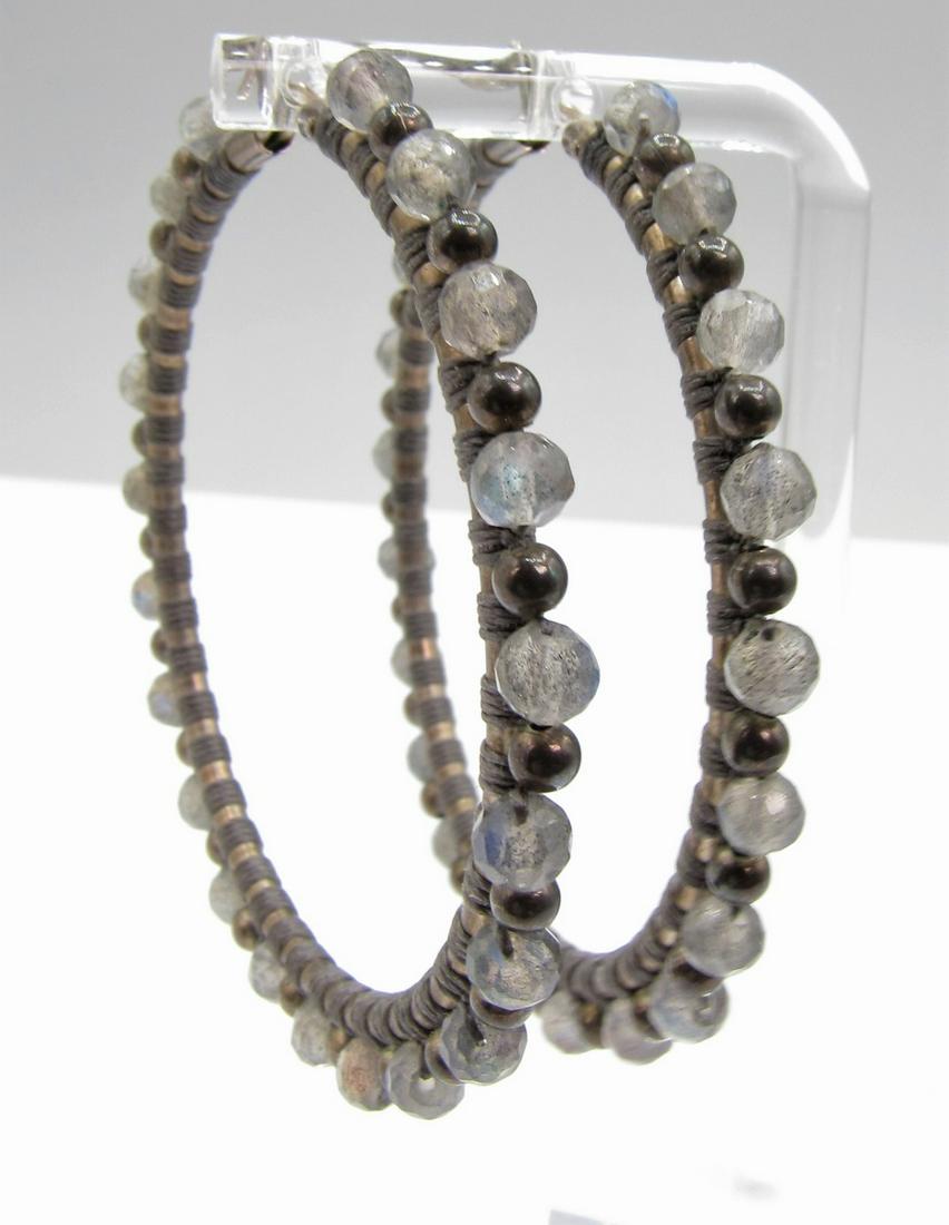 Labradorite Beaded Hoop Earrings (1 of 5)