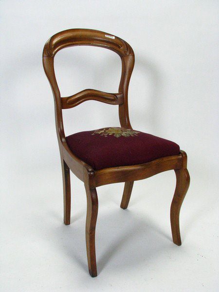 Victorian Chair with Needlepoint Seat: Victorian Chair with Floral Motif Needlepoint Seat