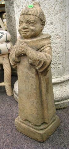 Concrete Statue Depicting Eastern Monk: Concrete Statue Depicting Eastern Monk, 21.5" tall