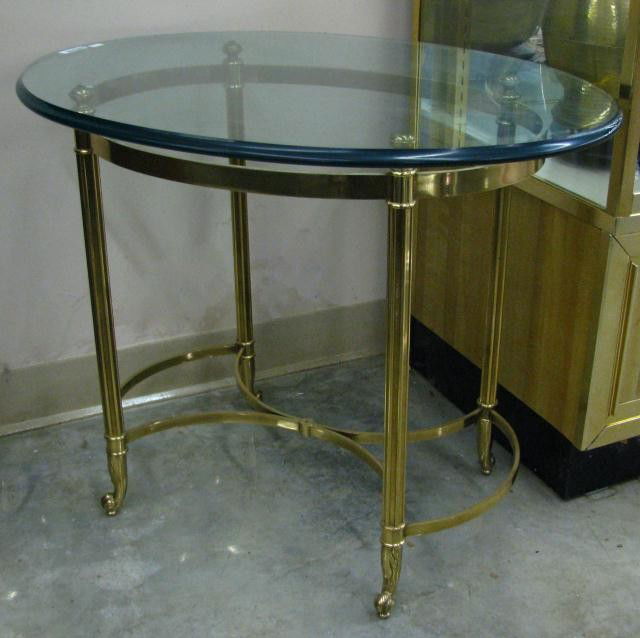 Brass End Table with Glass Top: Brass End Table with Glass Top