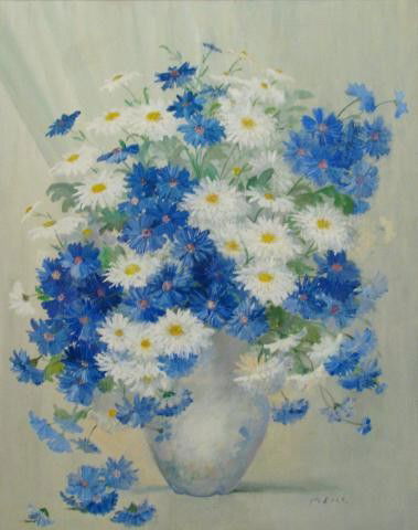 M. Rice 30x24 O/C Floral Still Life: Margaret A. Rice (1901- , WA), 30 x 24 Oil on Canvas, Signed Lower Right, Floral Still Life