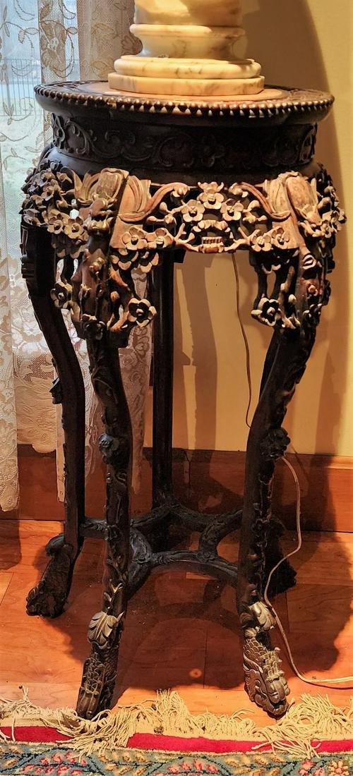 19th Century Carved Chinese Plant Stand (1 of 6)