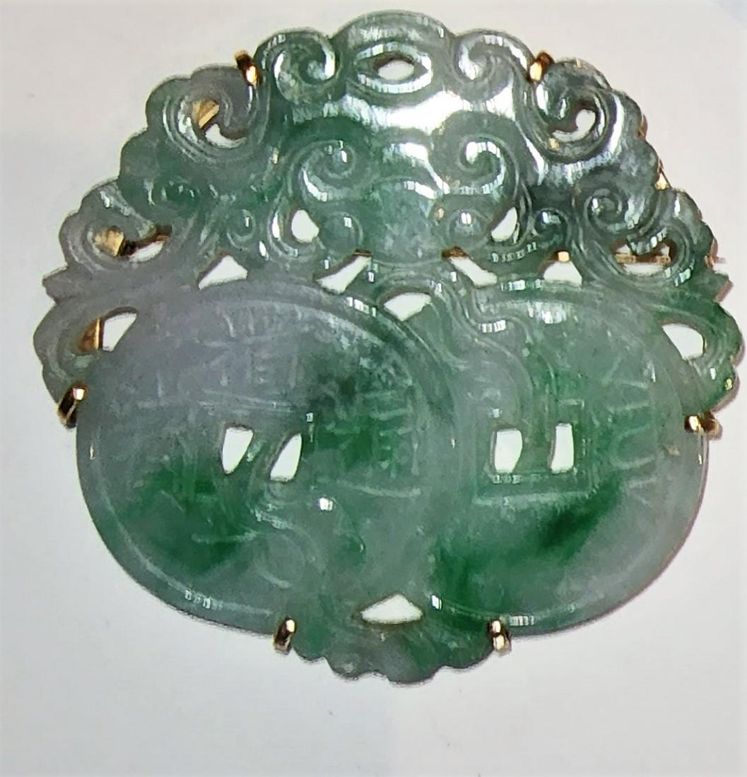 14K Yellow Gold Mounted Jade Brooch (1 of 11)