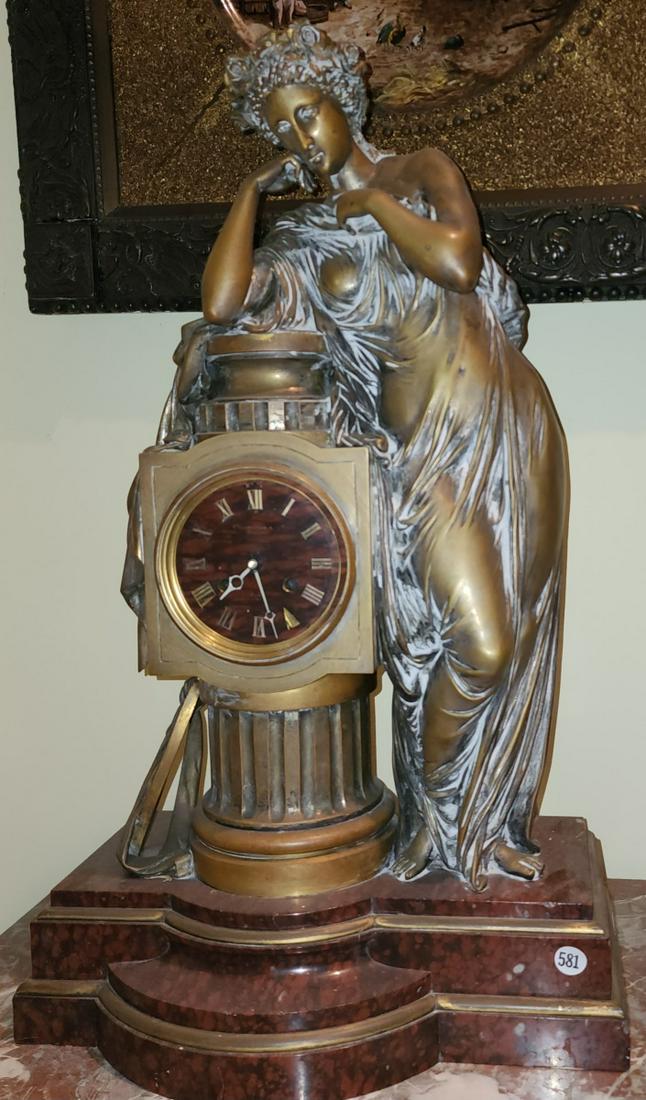 French Bronze and Rouge Marble Mantel Clock (1 of 17)