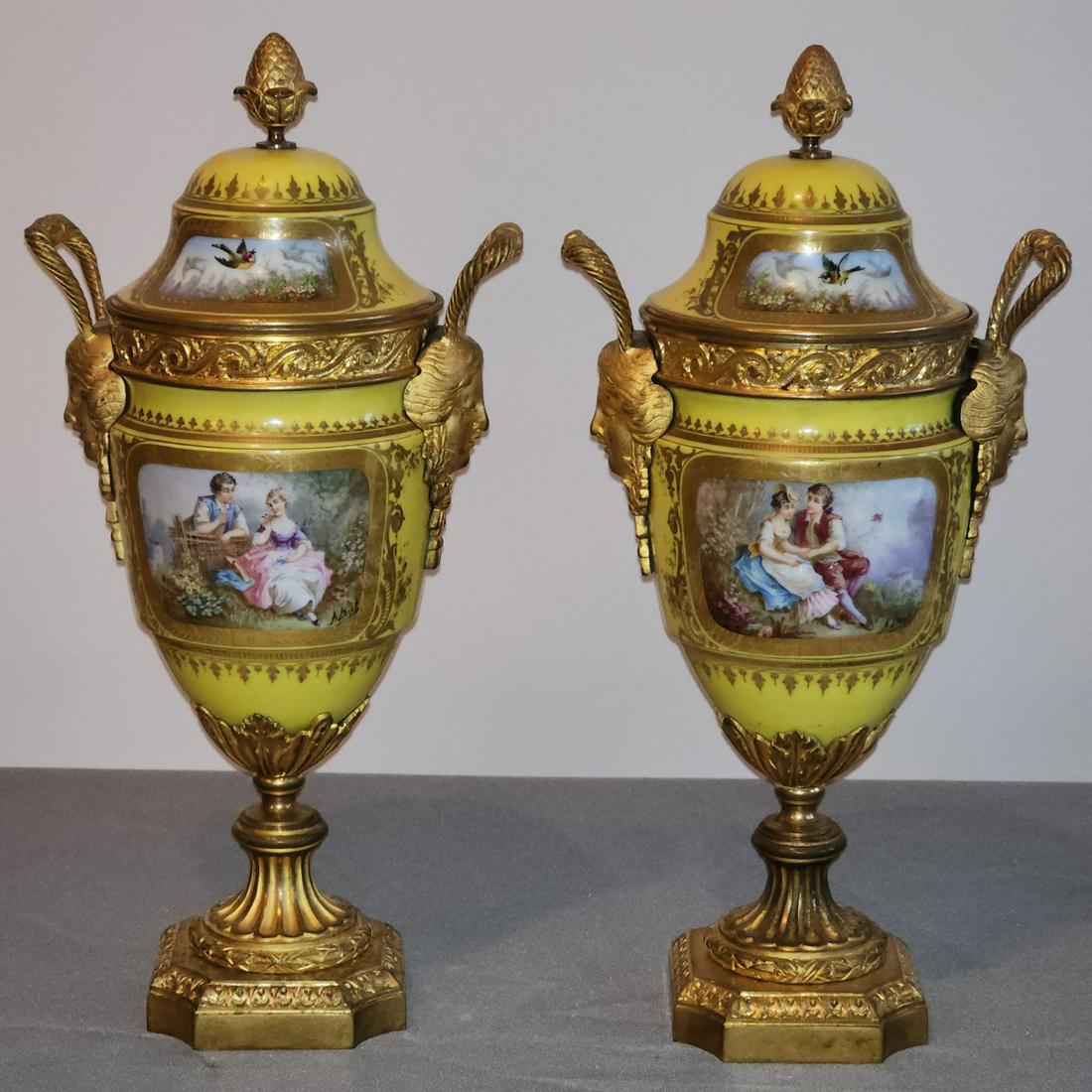 Pair of Porcelain Sevres Lidded Vases (1 of 10)