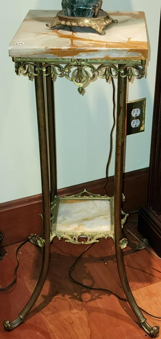 Early 20th Century Brass and Onyx Plant Stand (1 of 8)