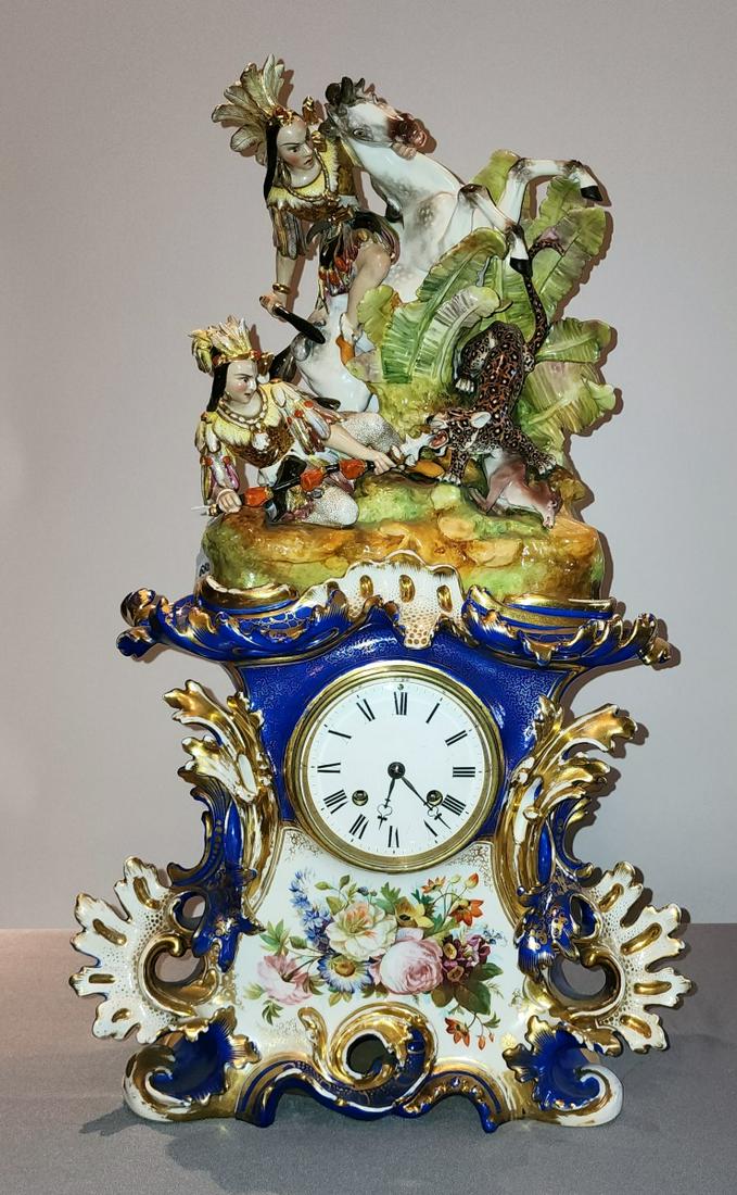 Impressive Antique Porcelain Figural Mantle Clock (1 of 12)