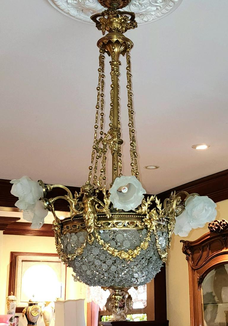 Antique French Glass and Ormolu Figural Chandelier (1 of 6)