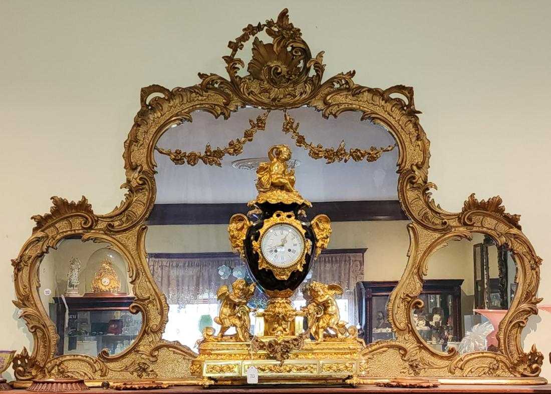 Antique French Over-Mantle Mirror (1 of 4)