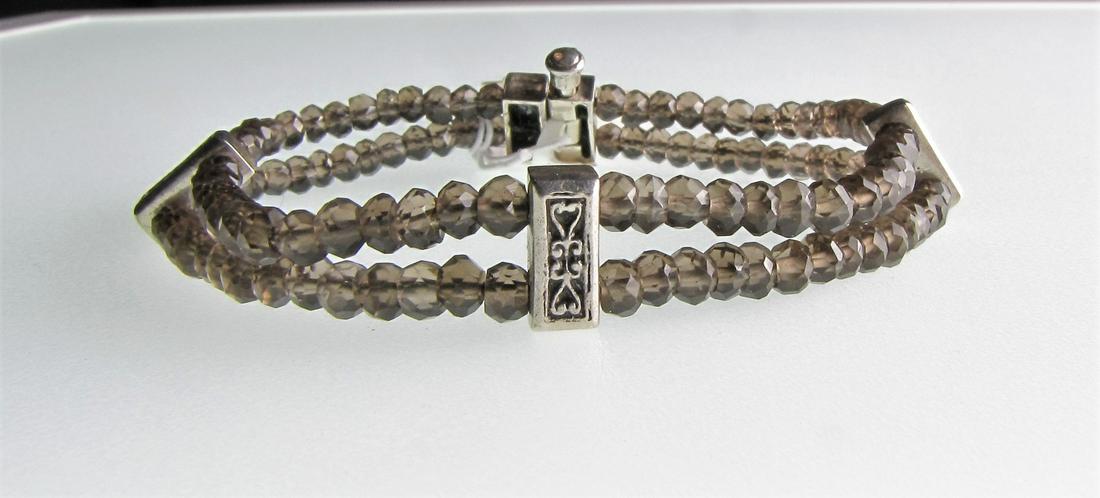 Double Strand Smoky Quartz, Sterling Bracelet (1 of 3)