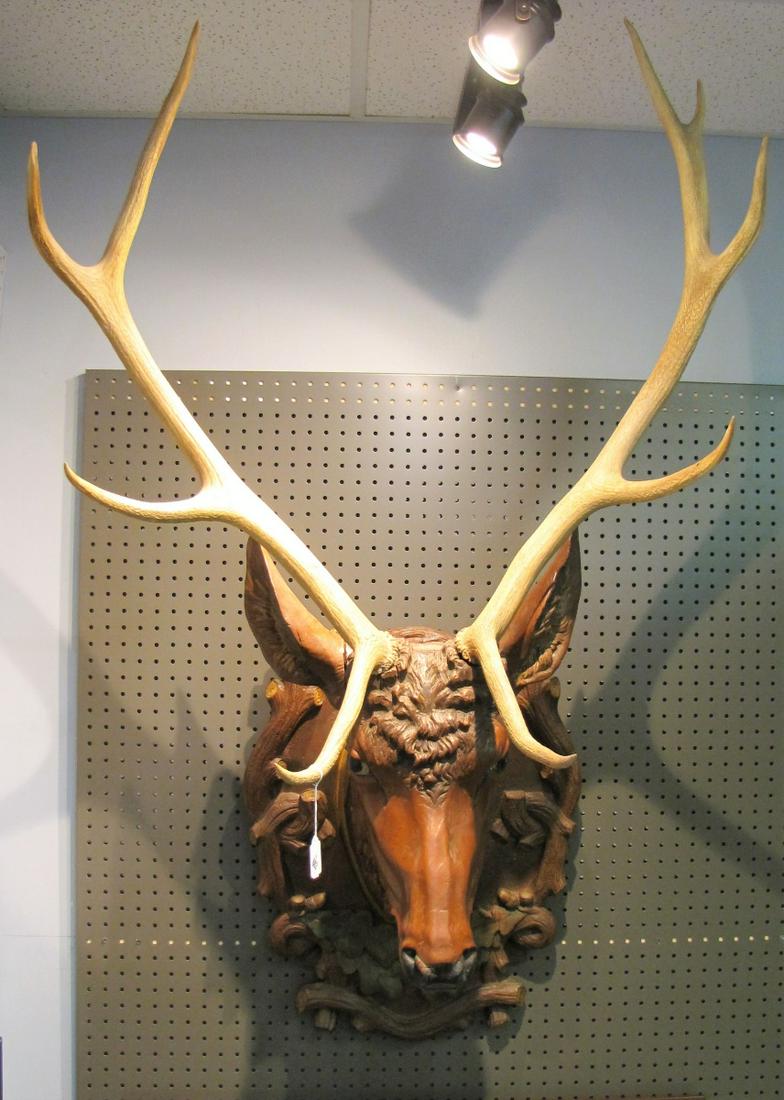 19th Century Black Forest Carved Stag Head (1 of 3)