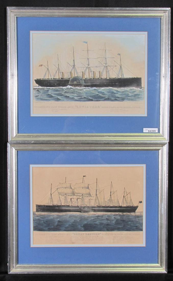 Two Antique Currier & Ives Nautical Lithographs (1 of 3)
