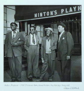 William Gottlieb Jazz Photo, Minton's Playhouse: WILLIAM GOTTLIEB (1917-2006), Minton's Playhouse, Thelonious Monk, Howard McGhee, Roy Eldridge, Teddy Hill, Gelatin silver print, the image measuring 10 x 10 inches, as framed: 21.5 x 17.5, with Gottl