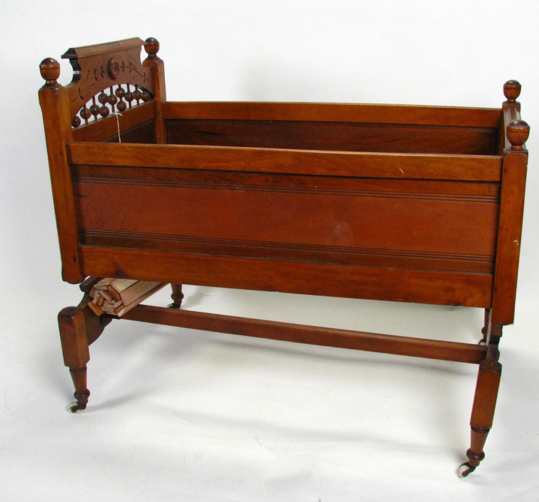 713 Victorian Walnut Baby Cradle