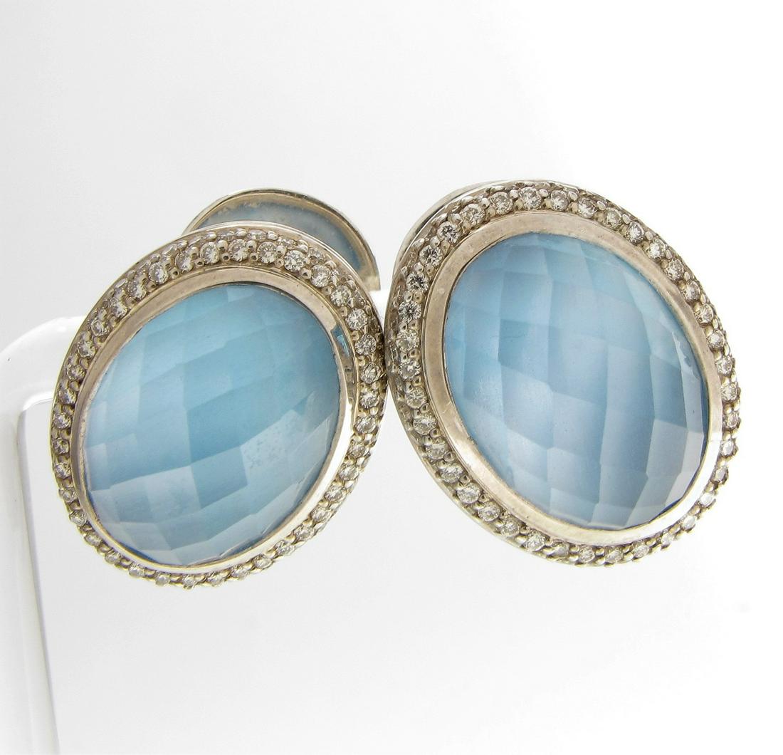 David Yurman Sterling Chalcedony Diamond Earrings (1 of 4)