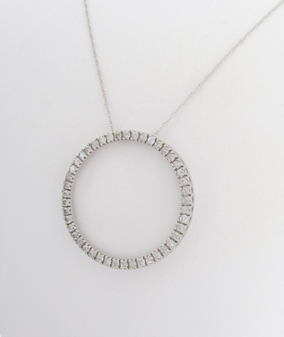 14K White Gold Diamond Circle Pendant, Chain (1 of 2)