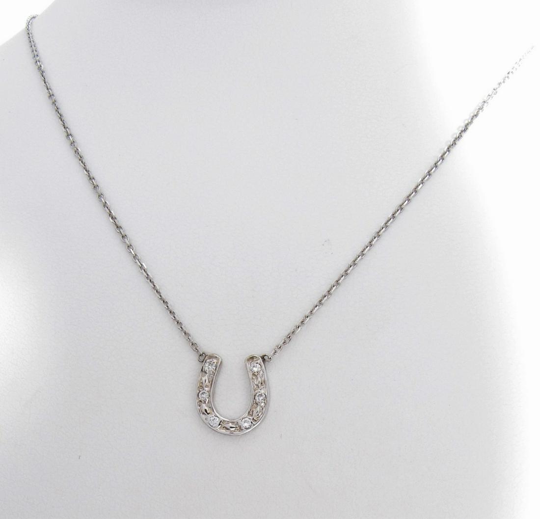 14K White Gold Diamond Horseshoe Necklace (1 of 4)