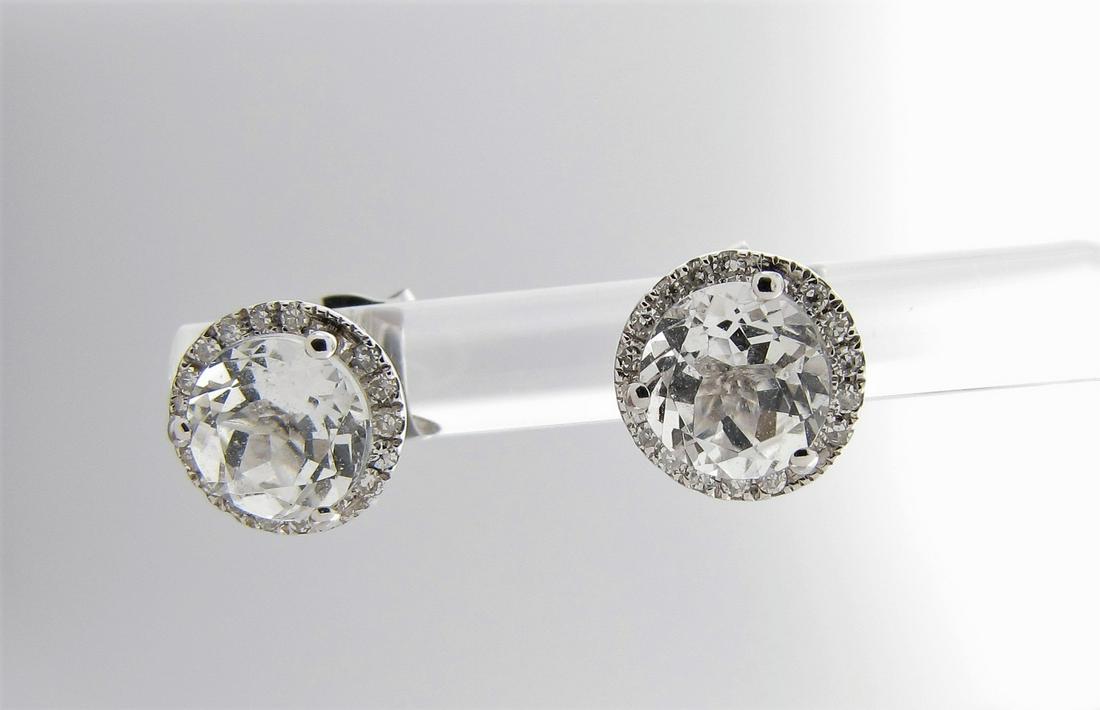 Pair of 14K White Gold White Quartz Earrings (1 of 2)