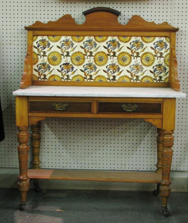 308 Antique English Washstand with Tile Backsplash Apr 21, 2012