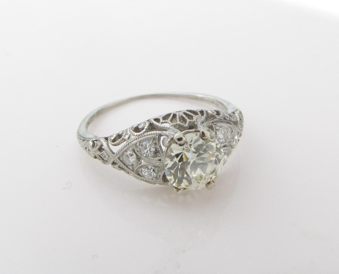Platinum Vintage Filigree Diamond Ring (1 of 4)