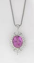 18K White Gold Pink Sapphire, Diamond Pendant