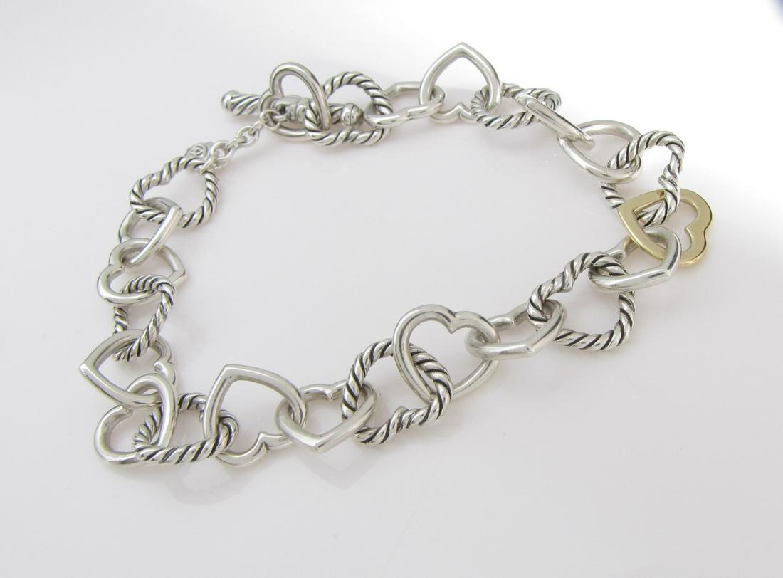 David Yurman Sterling, 18K Heart Bracelet (1 of 4)