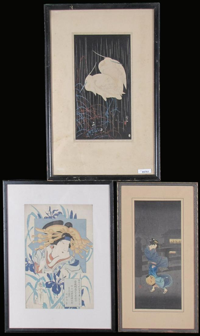 Three Japanese Color Woodblock Prints (1 of 12)