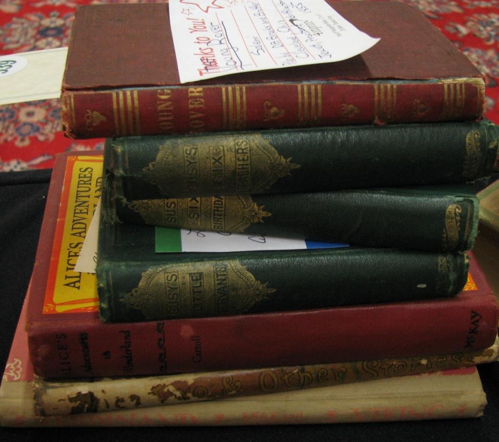 Seven Antique and Vintage Childrens' Books: Seven Antique and Vintage Childrens' Books including "Little Susy's Little Servants", "Little Susy's Six Birthdays" and "Little Susy's Six Teachers", 1867; "Young Rover", John Amory, 1855; "Alice's Ad