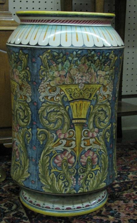 Italian Porcelain Floor Jardiniere: Italian Porcelain Floor Jardiniere with classic style painted decoration, signed Alfonso Fusco Amalfi, 20" high