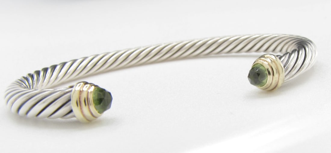 David Yurman 14K/Sterling/Green Tourmaline Cuff (1 of 1)