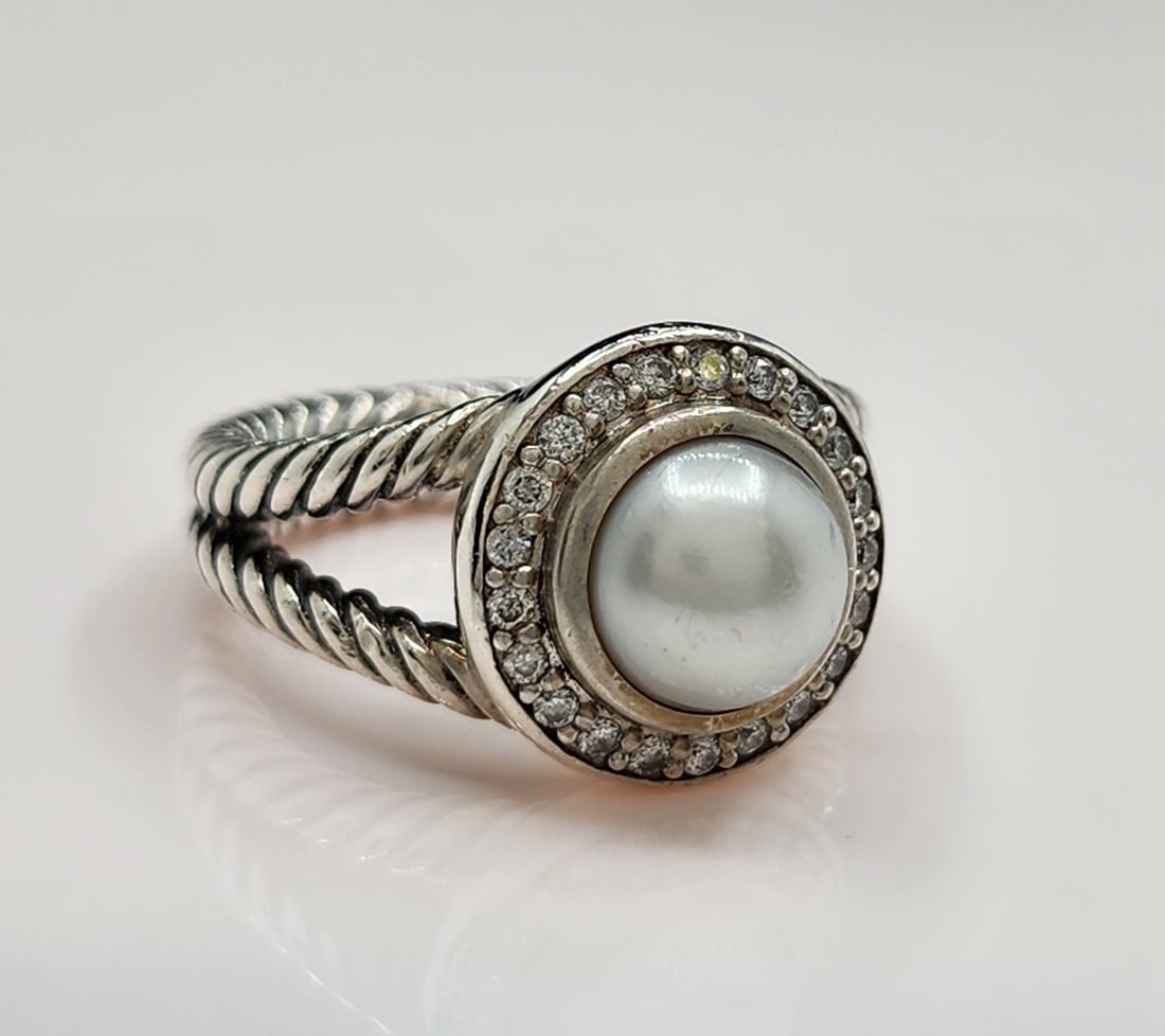 David Yurman Sterling Pearl, Diamond Fashion Ring (1 of 3)