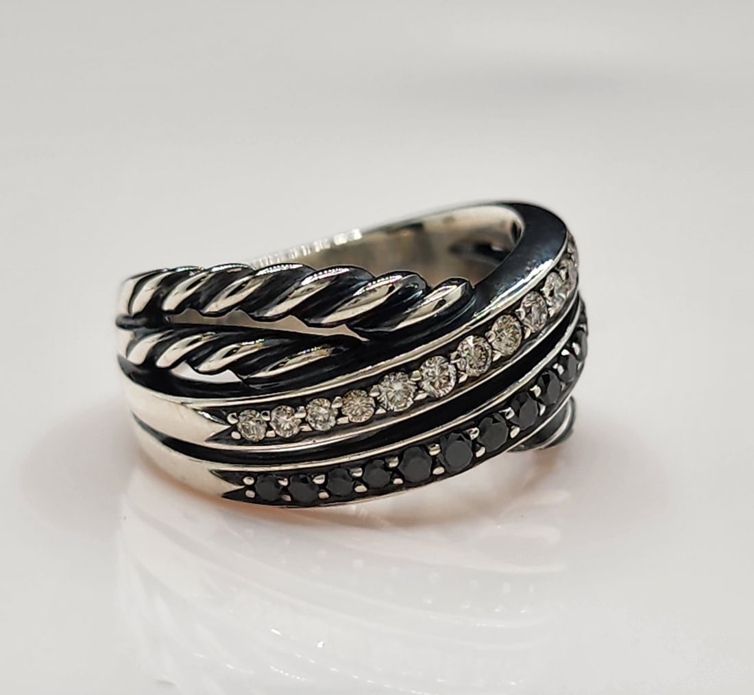 David Yurman Black/White Diamond Crossover Band (1 of 3)