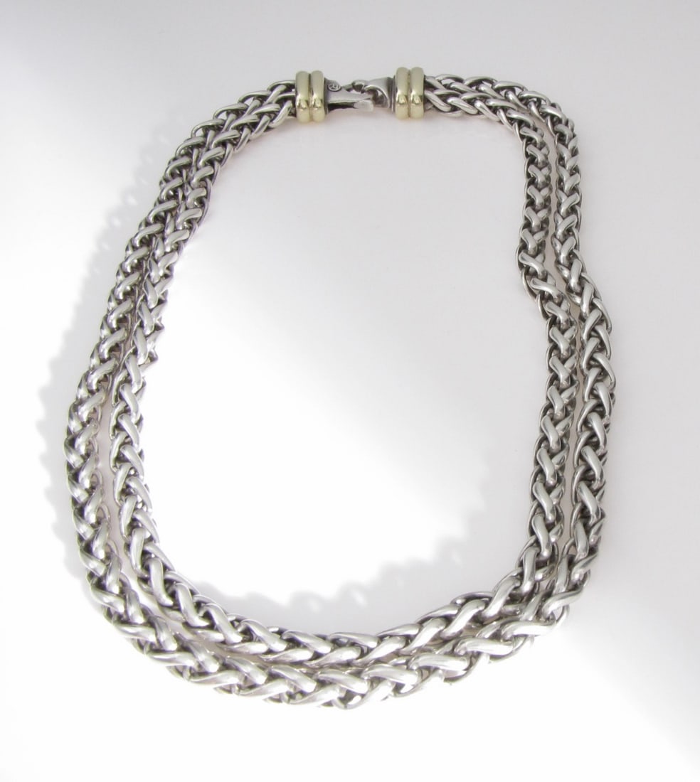 David Yurman Double Sterling 14K Wheat Chain (1 of 4)