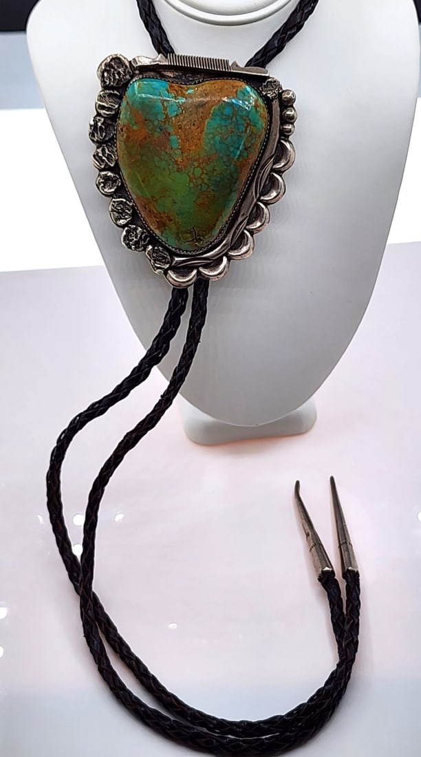 Vintage Navajo Bolo Tie, Turquoise, Nez (1 of 3)