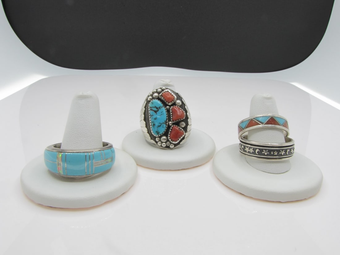 Group of Native American Sterling Men's Rings (1 of 10)