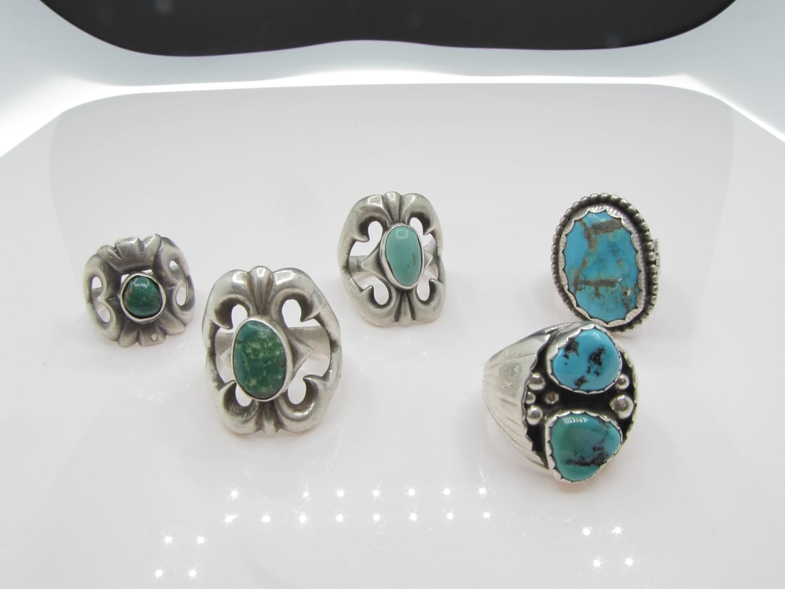 Group of Men's Native American Turquoise Rings (1 of 2)