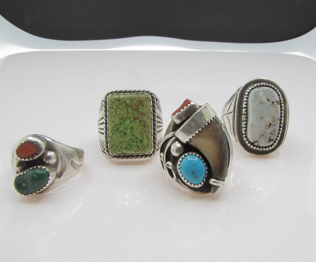 Group of Signed Native American Men's Rings (1 of 5)