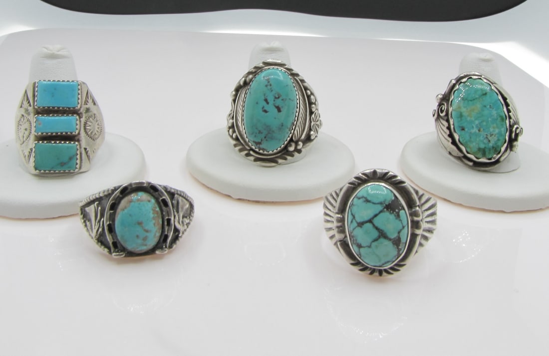 Group of Men's Native American Sterling Rings (1 of 11)