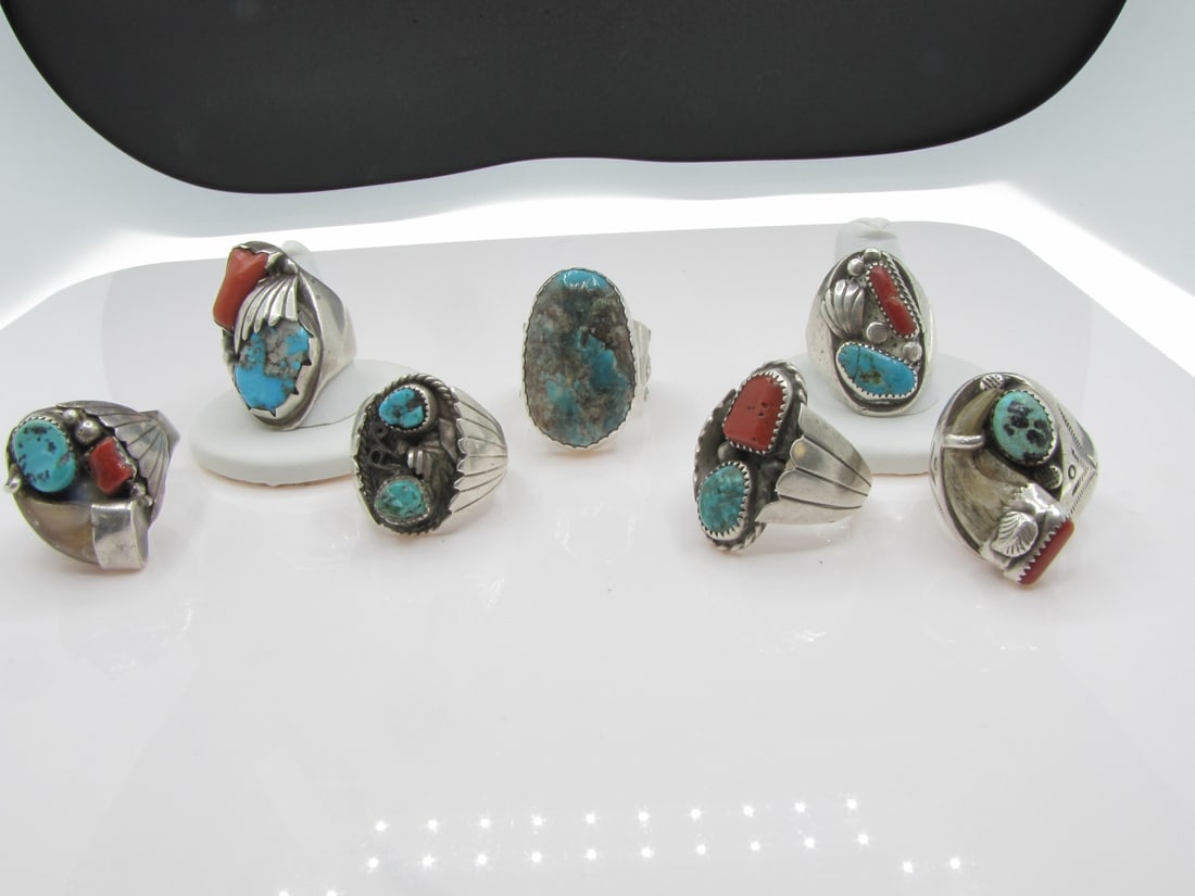 Group of Men's Native American Rings (1 of 13)