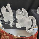 Pair of Lalique Crystal Swans and Mirror Plateau