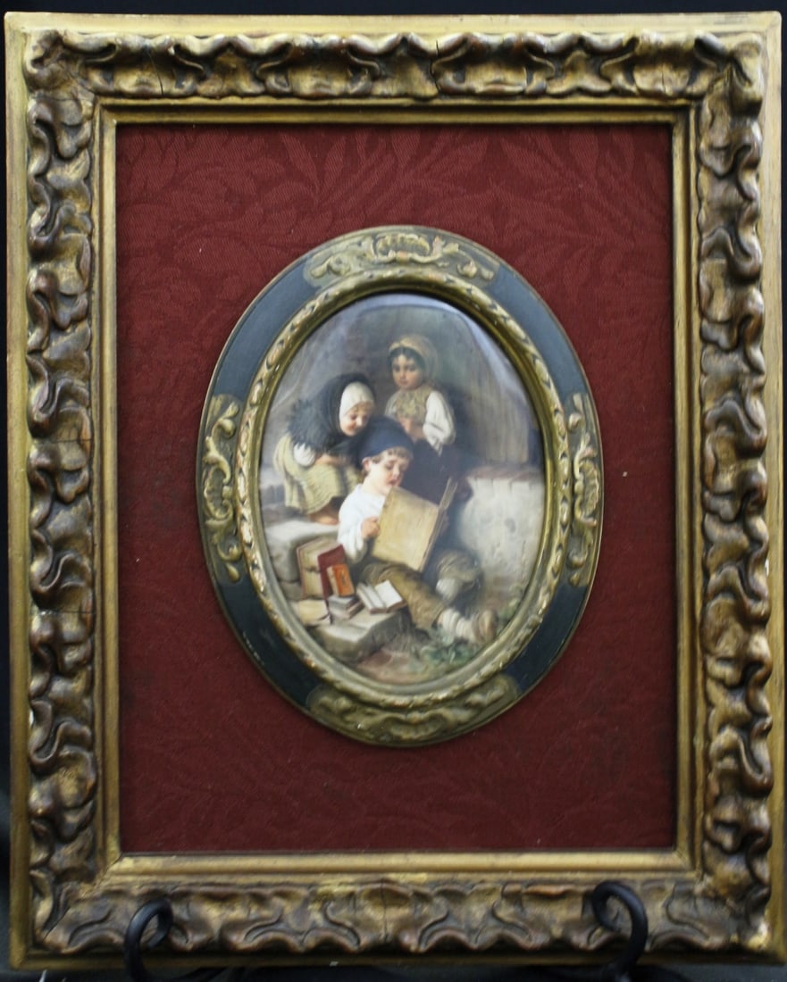Framed, Hand-Painted KPM Porcelain Plaque (1 of 3)